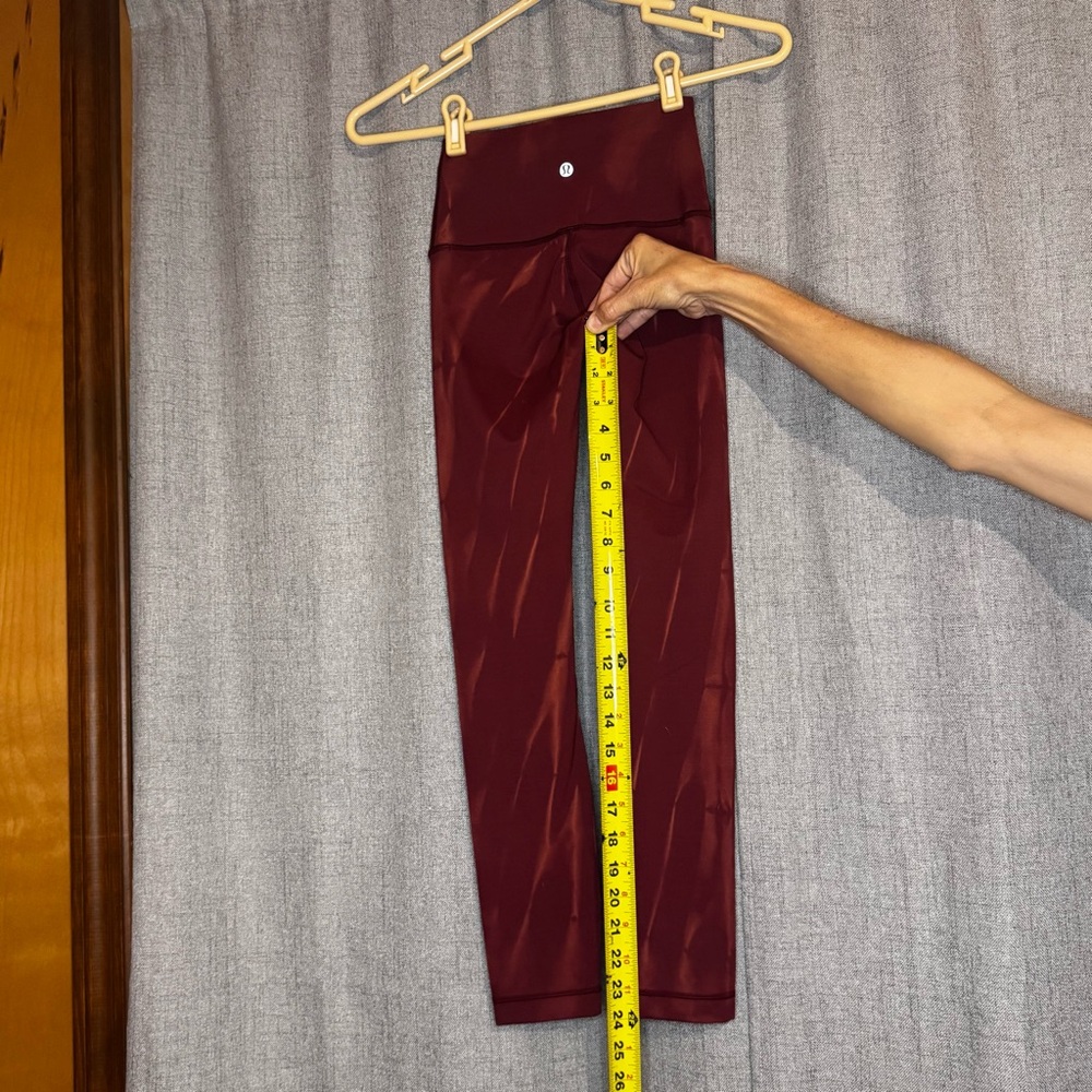 Lululemon Wunder Train Womens 0 Burgundy High Rise Leggings Everlux Yoga Pants - Picture 4 of 5